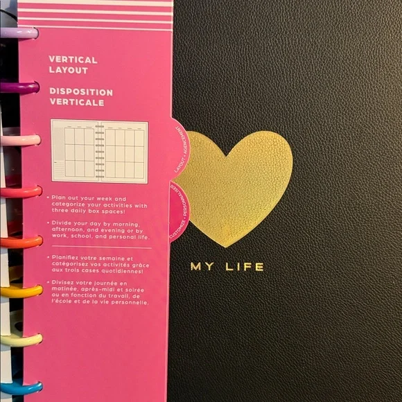 Happy Planner Black & Gold Classic Premium Cover w/ Rainbow discs - undated NEW - Picture 8 of 9